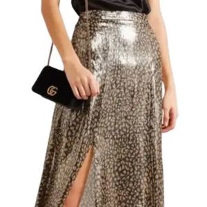 Alice and Olivia Silk Leopard Print Maxi Skirt